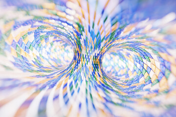 Poster - Three-dimensional rendering of a multi-colored tunnel with a pattern