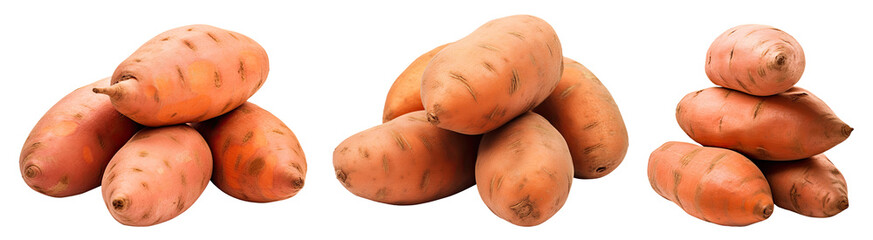 Wall Mural - Heaps of sweet potatoes isolated on transparent background