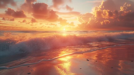 Wall Mural - Beach Sunset, Vibrant photographs showcasing stunning beach sunsets create a romantic and captivating atmosphere
