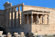 The Temple of Erechtheion's famous porch with 6 caryatids in the Acropolis.