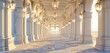 A captivating HD photograph showcasing the timeless beauty of elegant lanterns adorning a classical white arcade.