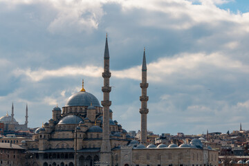 Wall Mural - ramadan or islamic background photo. eminonu new mosque or yeni cami