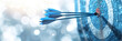© Planetz - A blue and white target with three arrows in the center, symbolizing success in digital marketing  concept