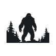 Geheimnisvolle Bigfoot Silhouette in der Wildnis schwarz-weiß vektor
