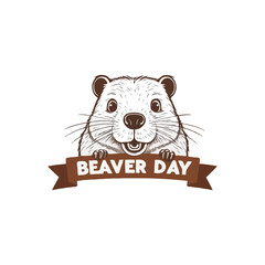 Wall Mural - beaver logo design idea, illustration Canadian icon logo design concept. Beaver day illustration