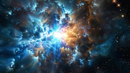 Wall Mural - Bright star in deep space - Stellar explosion 