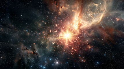 Wall Mural - bright star in deep space - stellar explosion