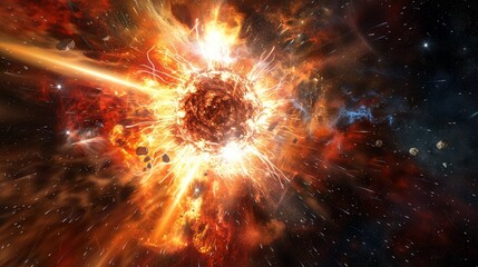 Wall Mural - bright star in deep space - stellar explosion