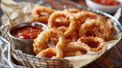 Wall Mural - Delightful Fried Calamari with a Side of Marinara