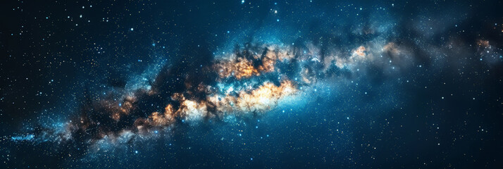Wall Mural - background with space, clouds streak across the milky way, galaxy with stars on night starry sky pan
