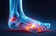 Joint diseases, hallux valgus, plantar fasciitis, heel spur, woman's leg hurts, pain in the foot, health problems concept 