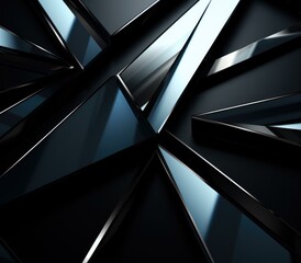 Poster - A futuristic metal design on a black and blue background. Generative AI.