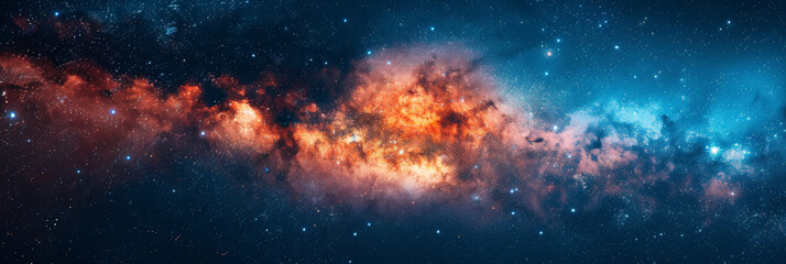 Wall Mural - background with space sky, clouds streak across the milky way, galaxy with stars on night starry sky