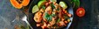 Papaya chicken tropical meal background 