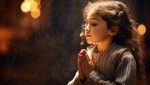 Little Girl Prays In The Church