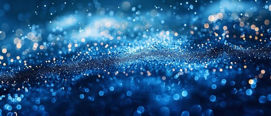 Poster - Connected dots on a bright blue background. Technology concept.