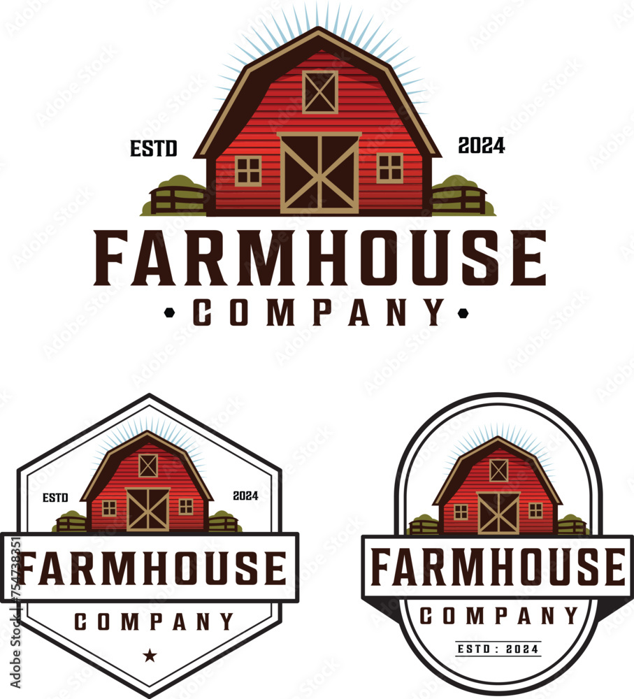 Farmhouse logo design with editable vector file Stock Vector | Adobe Stock