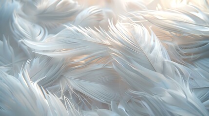 Wall Mural - Soft white feathers in delicate arrangement, light and fluffy texture. perfect for backgrounds and layering in design projects. AI