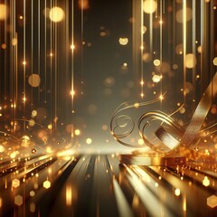 abstract background with golden glowing lines