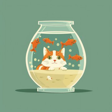 cat in the glass aquarium