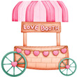 Watercolor pink Valentines market truck