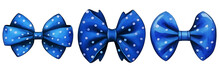 Watercolor Blue Bows PNG, Blue Ribbon On A Transparent Background, Navy Polka Dots Bowtie