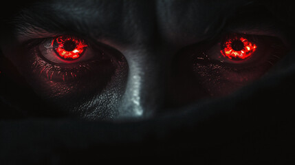 Close-up of an eyes in the dark with red light