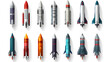 Rocket icons set. Flat illustration of 9 rocket vector icons for web