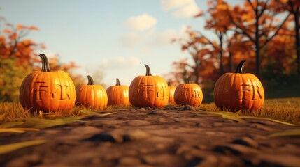 Wall Mural - pumpkin on the grass