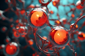 Poster - Colorful Molecule 3d art. Chemistry structure health. Generate Ai