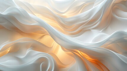 Wall Mural - white silk flowing with golden light