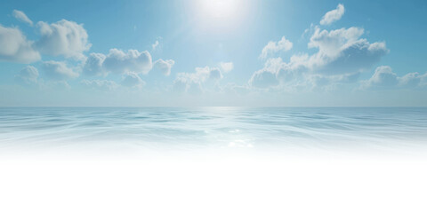 Wall Mural - blue sky with sea waves isolated on white and transparent background, png