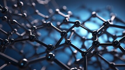 Wall Mural - A 3D illustration showcases the structure of a graphene tube, featuring an abstract nanotechnology hexagonal geometric form up close, representing graphene atomic and molecular structures.