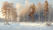 Enchanting winter landscape with snow-covered trees