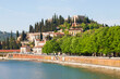 View of the hill of San Pietro and the castle of the same name on its top. Verona, Italy