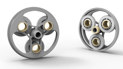 3D rendering - planetary gear assembly