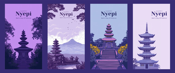 Happy Nyepi Day social media stories bundle template