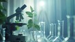 © Jeerawut - microscope and young plant in science test tube , lab research biochemistry , biotechnology concept