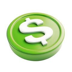 3d render Green Dollar Sign Icon with Transparency for Financial Design