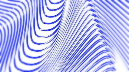 Blue and white wave seamless loop pattern abstract motion background. 3d animation