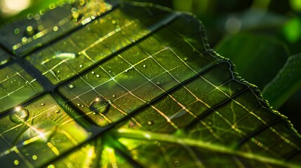 Poster - water drops on a leaf