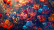 poppy flowers in the meadow on a sunny day. 3d illustration