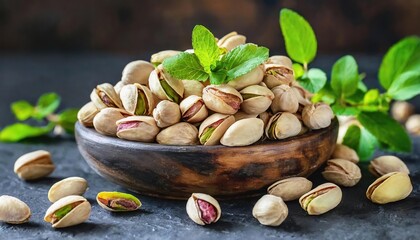 Wall Mural - Dry Mix Nuts pistachios on a Dark background selective focus blurry background