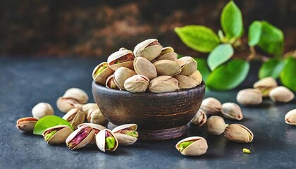 Wall Mural - Dry Mix Nuts pistachios on a Dark background selective focus blurry background