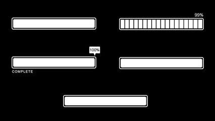 5 Animated Loading Bars Combo, 4K Resolution, Alpha