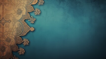 Wall Mural - Background with canvas texture and Islamic pattern.