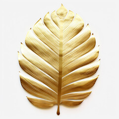 Wall Mural - golden palm leaf on white background сreated with Generative Ai