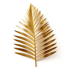 Wall Mural - golden palm leaf on white background сreated with Generative Ai