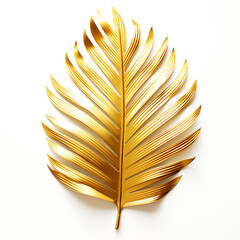 Wall Mural - golden palm leaf on white background сreated with Generative Ai