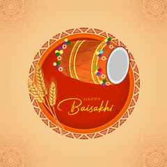 Wall Mural - Vector illustration of baisakhi festival celebration background.